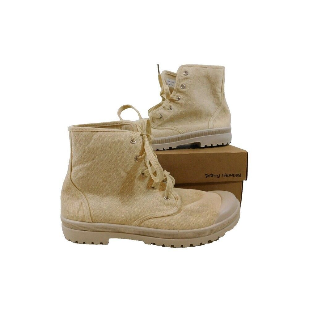 Dirty Laundry Pixie Hi Top Combat Style Sneakers sz 8.5 / 39 Beige Canvas